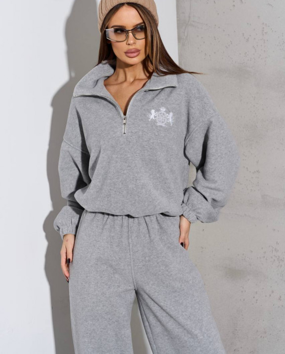 103 Спортивний костюм з поларфлісу на стойці з вишивкою